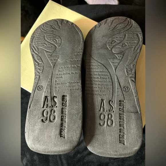 A.S.98 Rafe Wedge Suede Black Slide Sandals. NWOT🌻 Size 37 - Picture 6 of 11